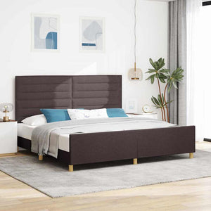 vidaXL Bed Frame with Headboard Dark Brown 200 x 200 cm Fabric
