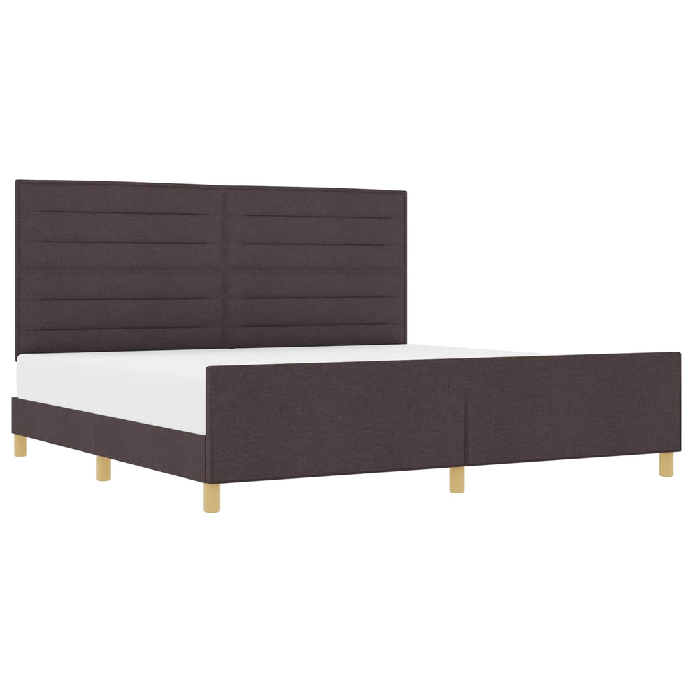 vidaXL Bed Frame with Headboard Dark Brown 200 x 200 cm Fabric