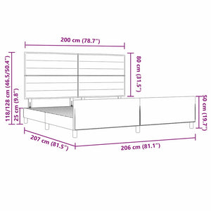 vidaXL Bed Frame with Headboard Dark Brown 200 x 200 cm Fabric