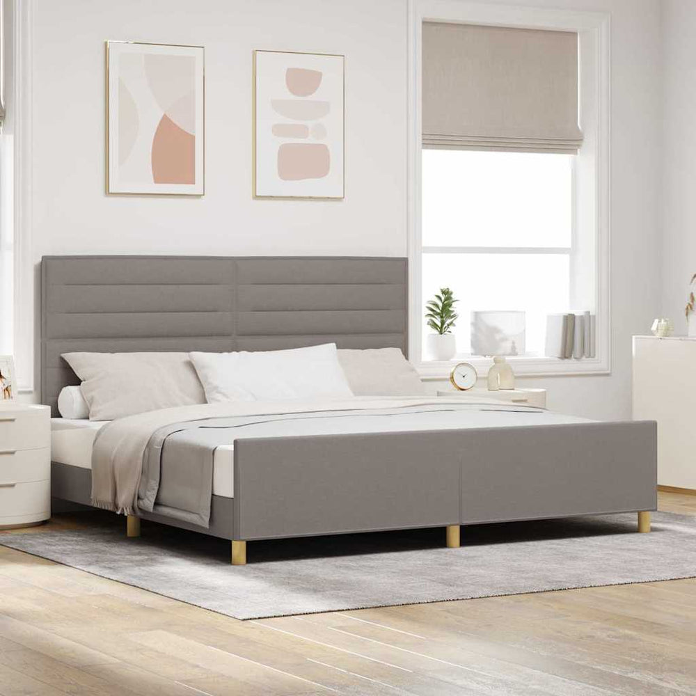 vidaXL Bed Frame with Headboard Taupe 200 x 200 cm Fabric