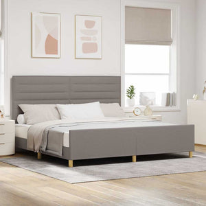 vidaXL Bed Frame with Headboard Taupe 200 x 200 cm Fabric