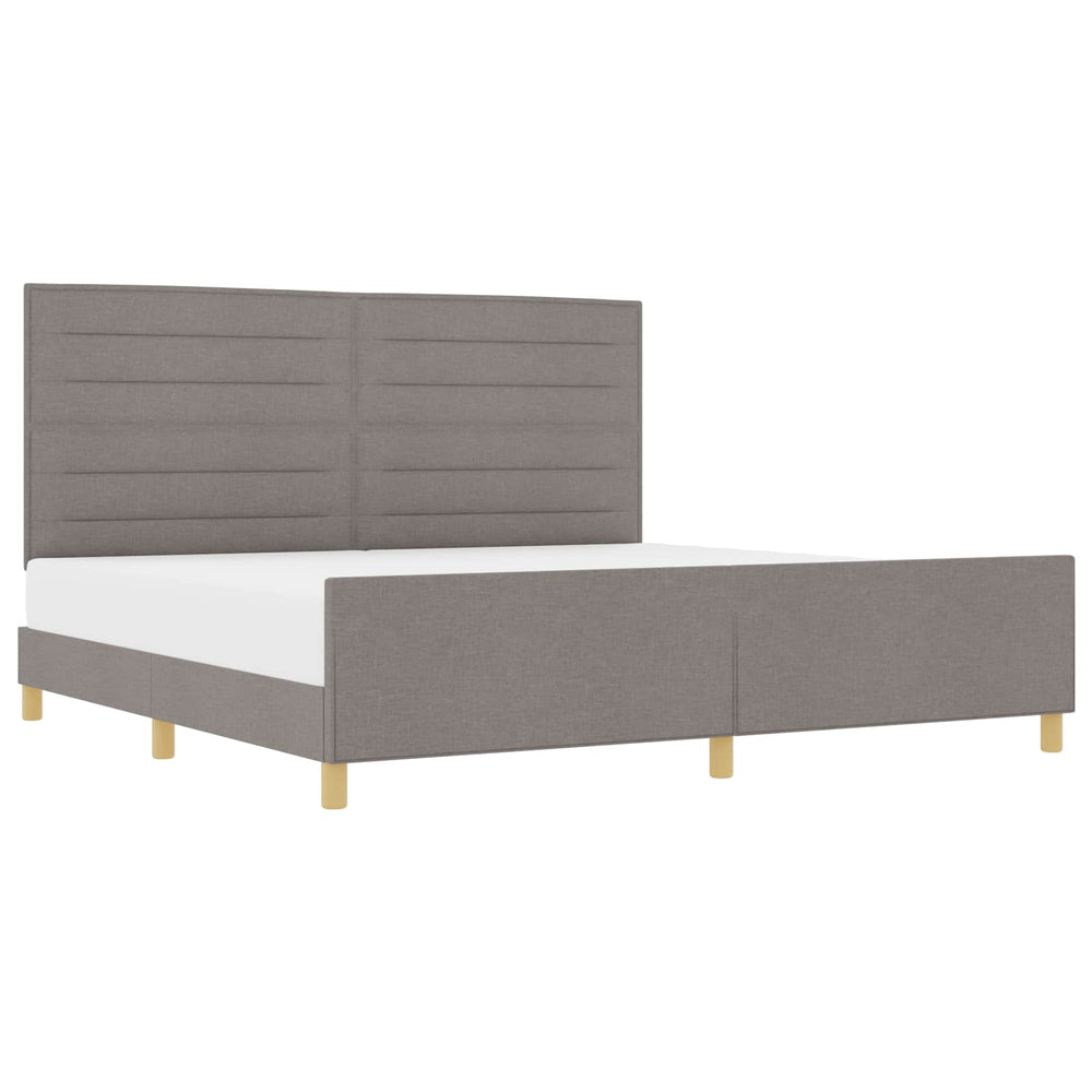 vidaXL Bed Frame with Headboard Taupe 200 x 200 cm Fabric