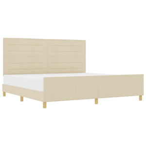 vidaXL Bed Frame with Headboard Cream 200 x 200 cm Fabric