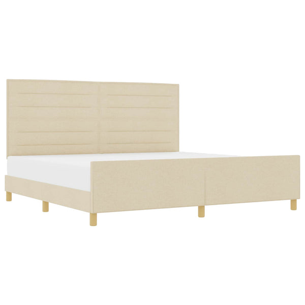 vidaXL Bed Frame with Headboard Cream 200 x 200 cm Fabric