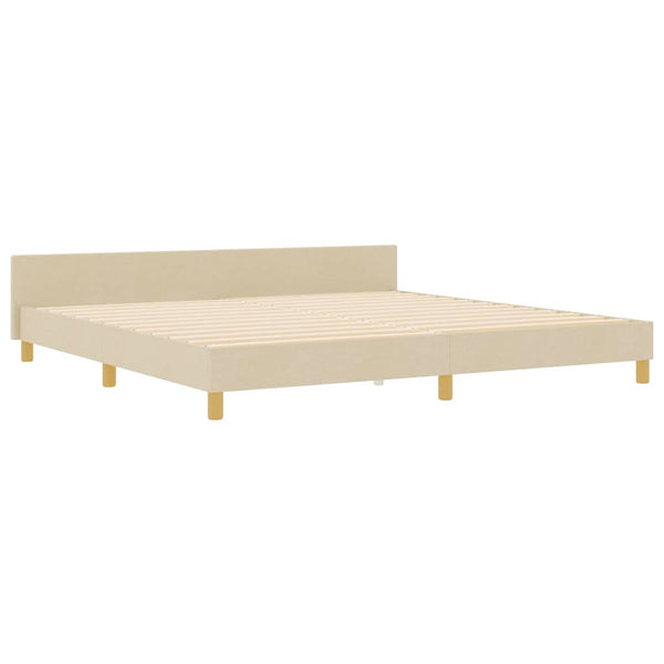 vidaXL Bed Frame with Headboard Cream 200 x 200 cm Fabric