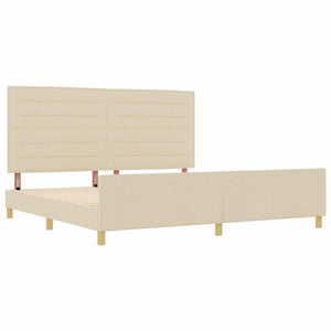 vidaXL Bed Frame with Headboard Cream 200 x 200 cm Fabric
