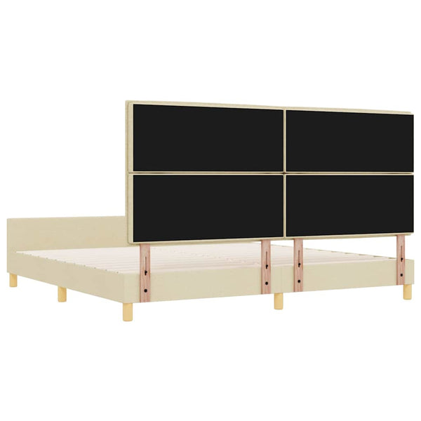 vidaXL Bed Frame with Headboard Cream 200 x 200 cm Fabric