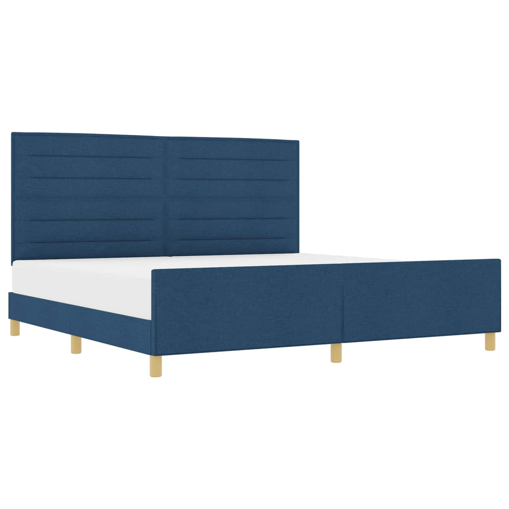 vidaXL Bed Frame with Headboard Blue 200 x 200 cm Fabric