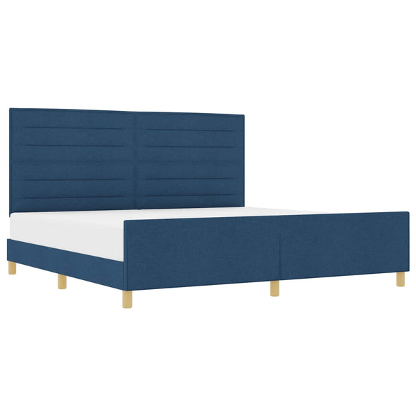 vidaXL Bed Frame with Headboard Blue 200 x 200 cm Fabric