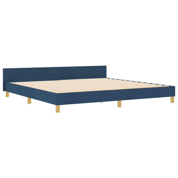 vidaXL Bed Frame with Headboard Blue 200 x 200 cm Fabric