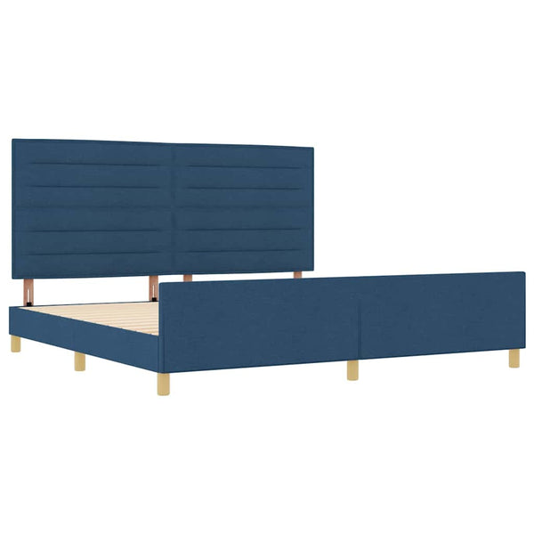 vidaXL Bed Frame with Headboard Blue 200 x 200 cm Fabric