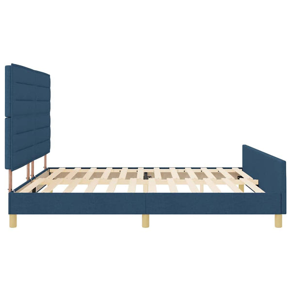 vidaXL Bed Frame with Headboard Blue 200 x 200 cm Fabric