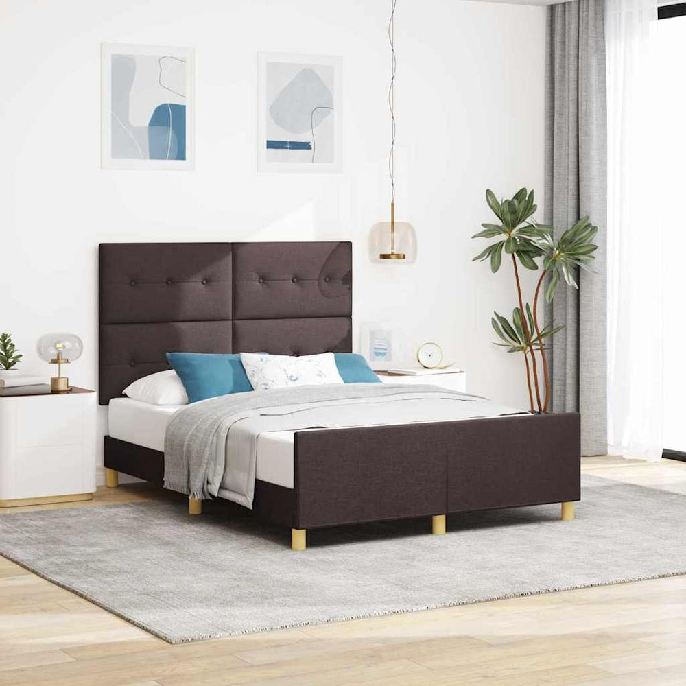 vidaXL Bed Frame with Headboard Dark Brown 160 x 200 cm Fabric