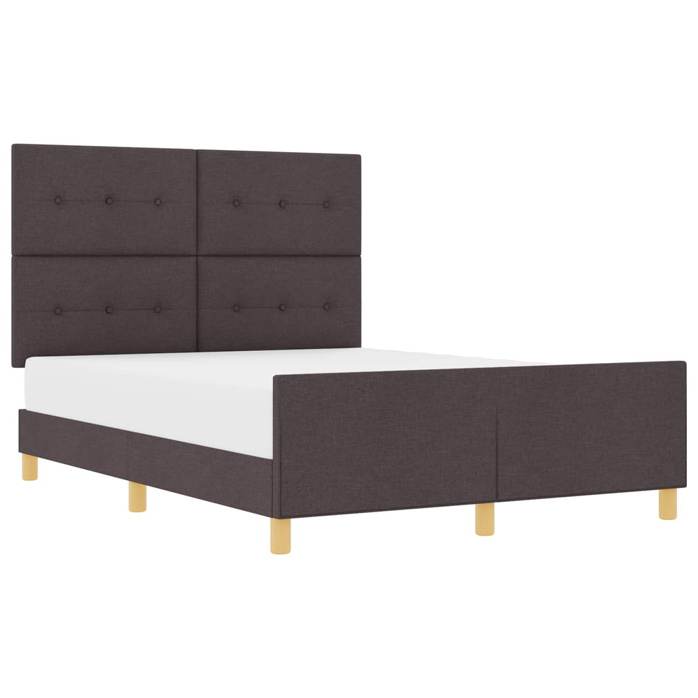 vidaXL Bed Frame with Headboard Dark Brown 160 x 200 cm Fabric