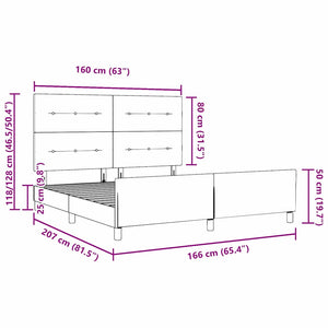 vidaXL Bed Frame with Headboard Dark Brown 160 x 200 cm Fabric