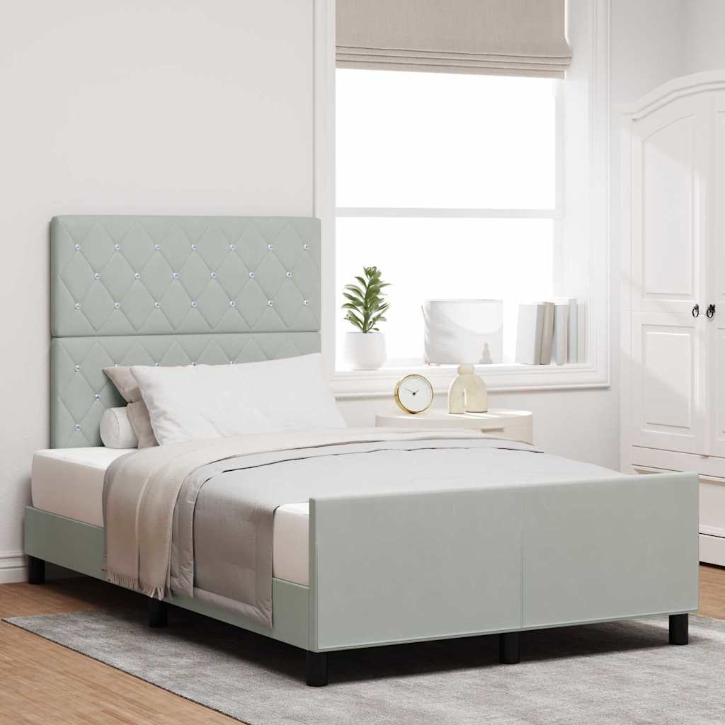 vidaXL Box Spring Bed with Headboard Light Gray 120 x 200 cm Velvet