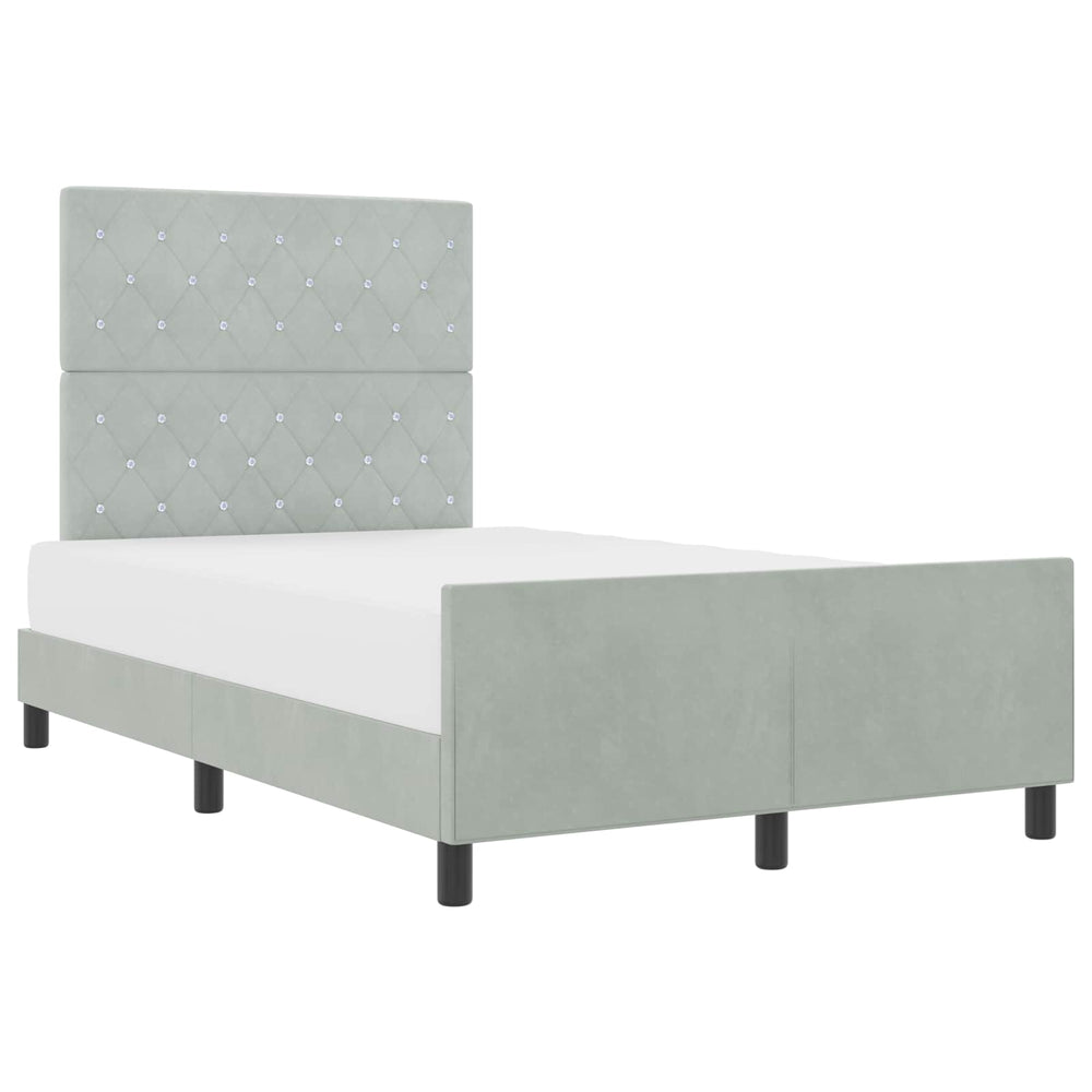 vidaXL Box Spring Bed with Headboard Light Gray 120 x 200 cm Velvet
