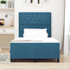 vidaXL Box Spring Bed with Headboard Dark Blue 120 x 200 cm Velvet