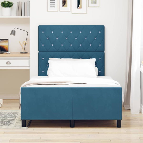 vidaXL Box Spring Bed with Headboard Dark Blue 120 x 200 cm Velvet
