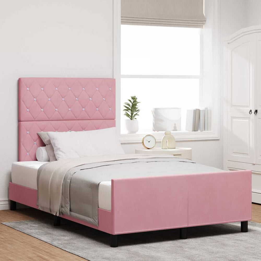 vidaXL Box Spring Bed with Headboard Pink 120 x 200 cm Velvet