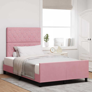 vidaXL Box Spring Bed with Headboard Pink 120 x 200 cm Velvet