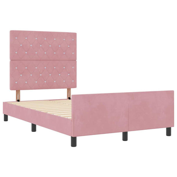 vidaXL Box Spring Bed with Headboard Pink 120 x 200 cm Velvet