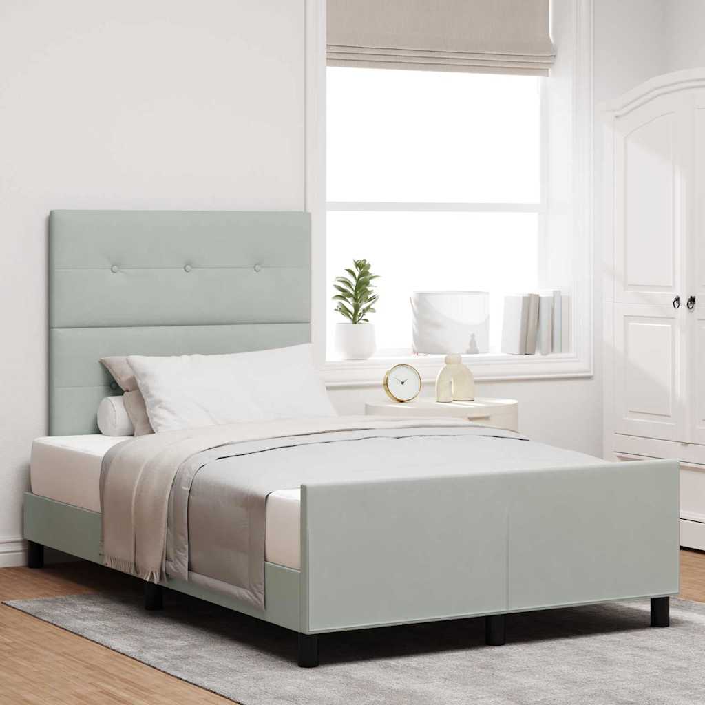 vidaXL Box Spring Bed with Headboard Light Gray 120 x 190 cm Velvet