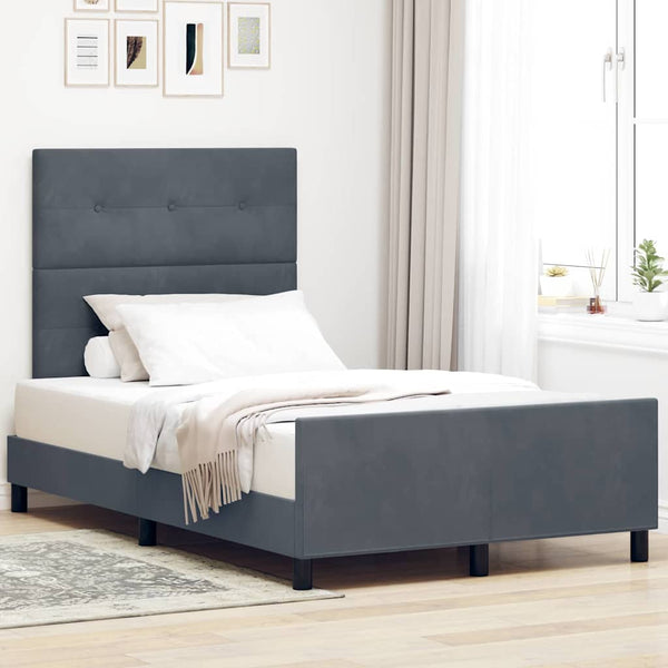 vidaXL Box spring bed with headboard Dark gray 120 x 190 cm Velvet