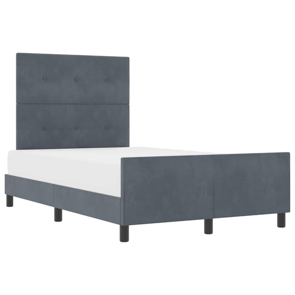 vidaXL Box spring bed with headboard Dark gray 120 x 190 cm Velvet