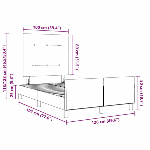 vidaXL Box spring bed with headboard Dark gray 120 x 190 cm Velvet