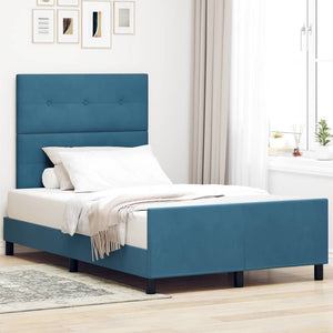 vidaXL Box Spring Bed with Headboard Dark Blue 120 x 190 cm Velvet