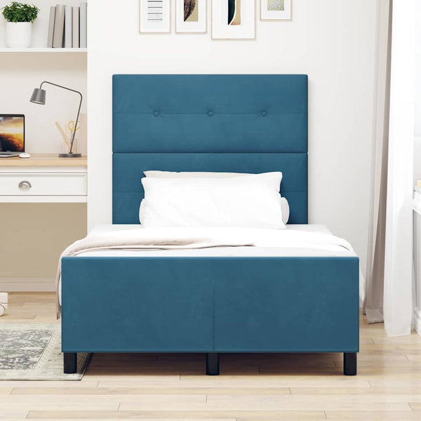 vidaXL Box Spring Bed with Headboard Dark Blue 120 x 190 cm Velvet