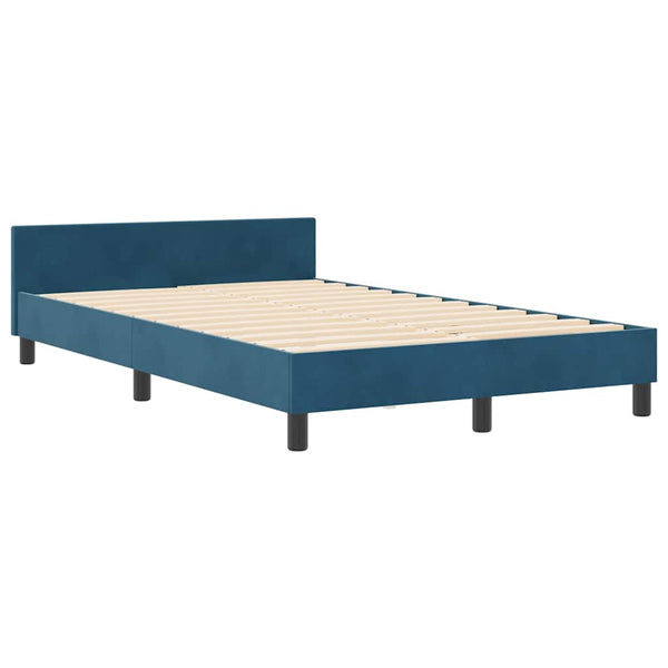 vidaXL Box Spring Bed with Headboard Dark Blue 120 x 190 cm Velvet