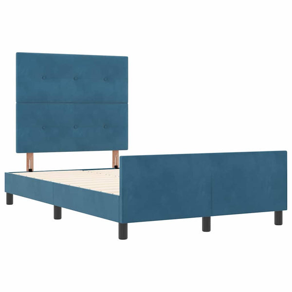 vidaXL Box Spring Bed with Headboard Dark Blue 120 x 190 cm Velvet
