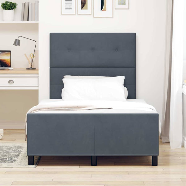 vidaXL Box Spring Bed with Headboard Dark Grey 120 x 200 cm Velvet