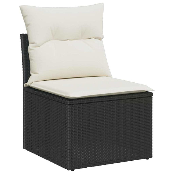 Gartensofa Set Schwarz Poly Rattan mit Kissen 9-teilig