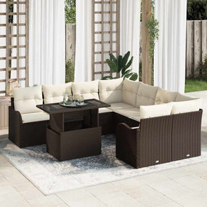 Gartensofa Set Braun Polyrattan 9-teilig