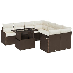 Gartensofa Set Braun Polyrattan 9-teilig