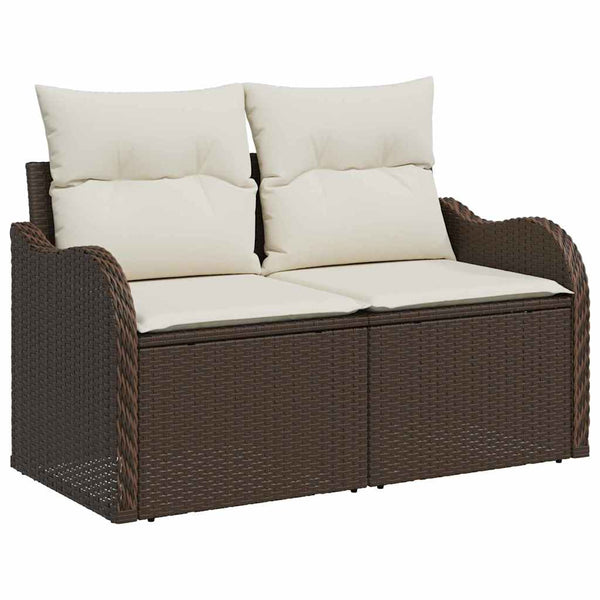 Gartensofa Set Braun Polyrattan 9-teilig