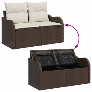 Gartensofa Set Braun Polyrattan 9-teilig