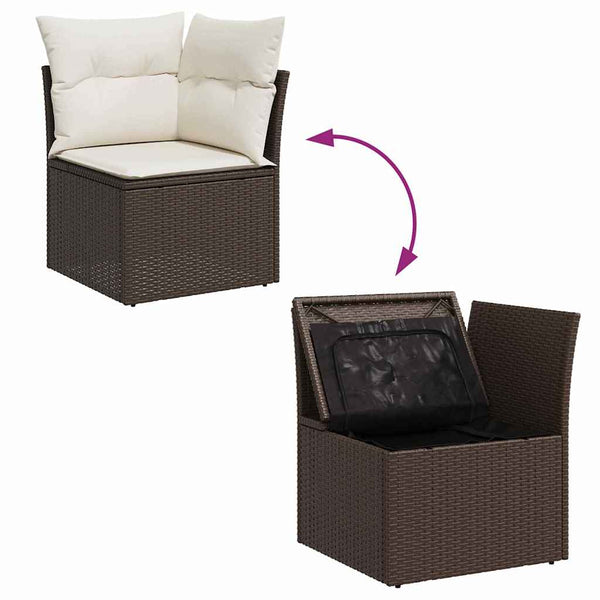 Gartensofa Set Braun Polyrattan 9-teilig