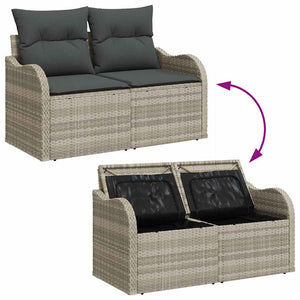 Gartensofa Set Hellgrau Polyrattan 9-teilig