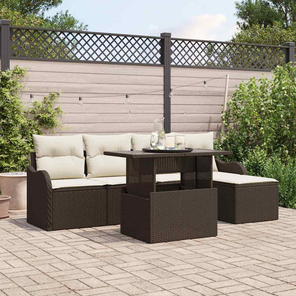 Gartensofa Set Braun Polyrattan 6-teilig
