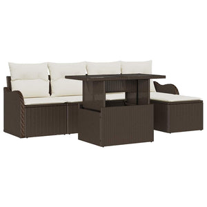 Gartensofa Set Braun Polyrattan 6-teilig
