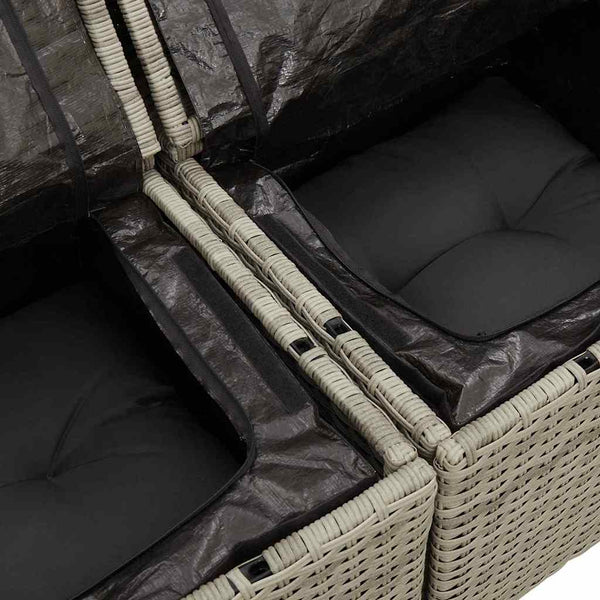 Gartensofa Set Hellgrau Polyrattan 6-teilig