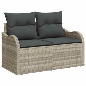 Gartensofa Set Hellgrau Polyrattan 6-teilig