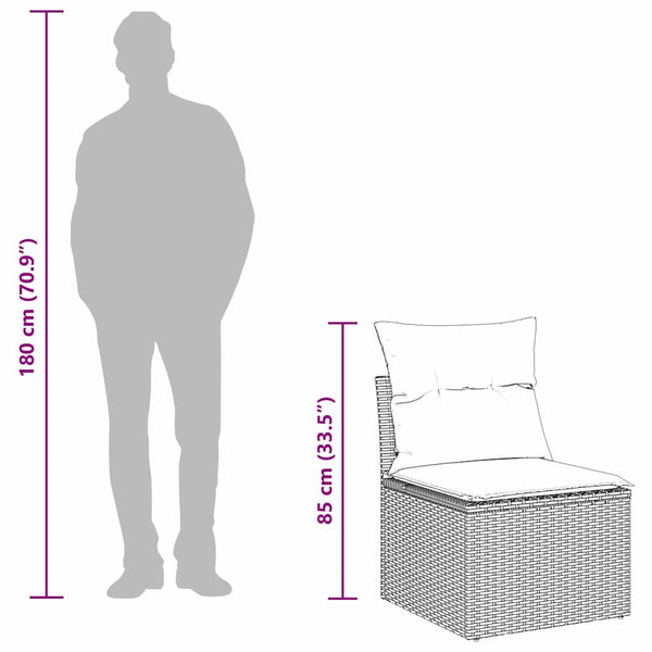 Gartensofa Set Hellgrau Polyrattan 6-teilig