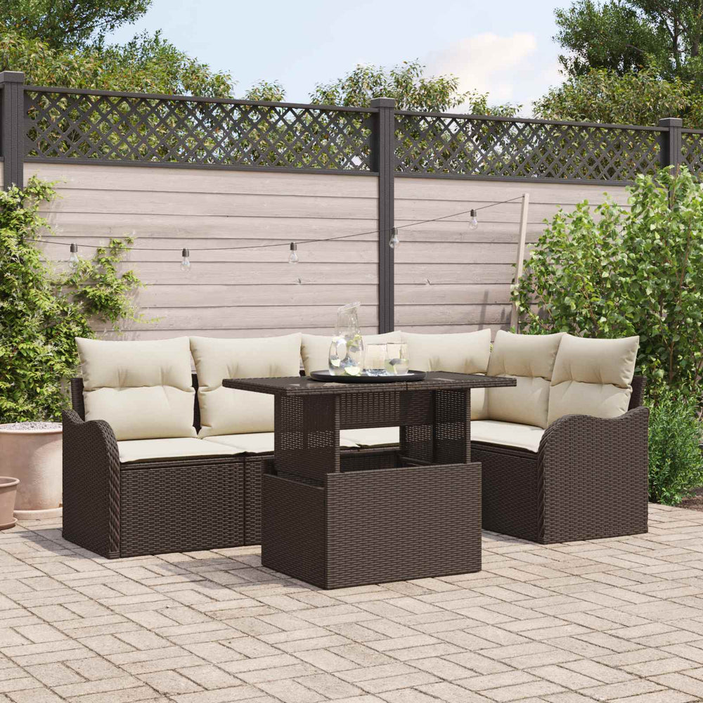Gartensofa Set Braun Poly Rattan 6-teilig