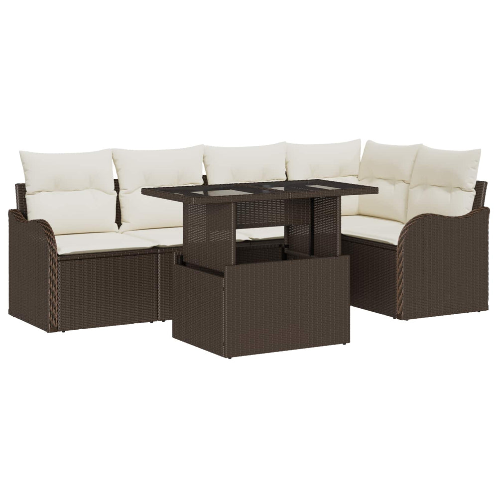 Gartensofa Set Braun Poly Rattan 6-teilig