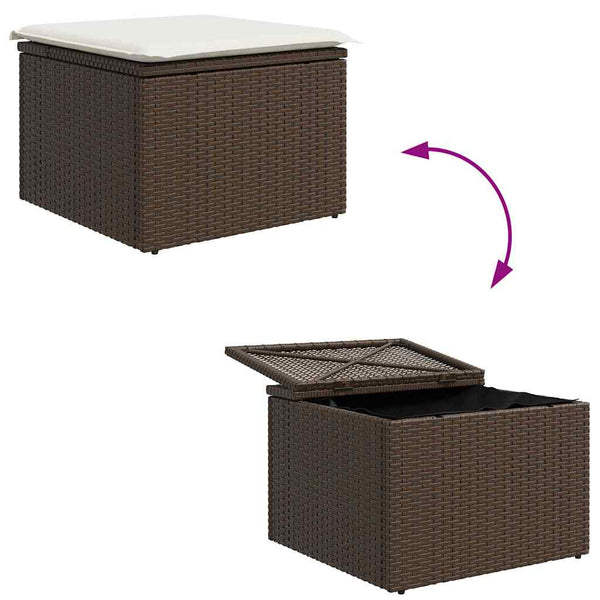vidaXL Garden Sofa Set with Cushions and Storage 7 pcs Brown Poly Rattan